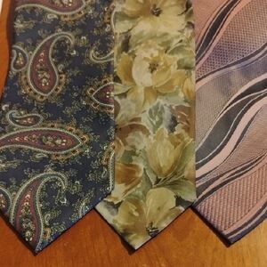 Classic Men's Necktie Trio - Navy Paisley, Yellow Floral, Pink Stripe